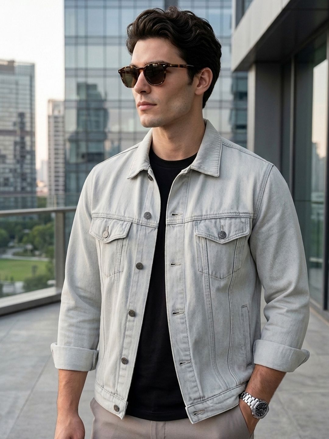 Urbano Fashion Men Washed Regular Fit Denim Jacket