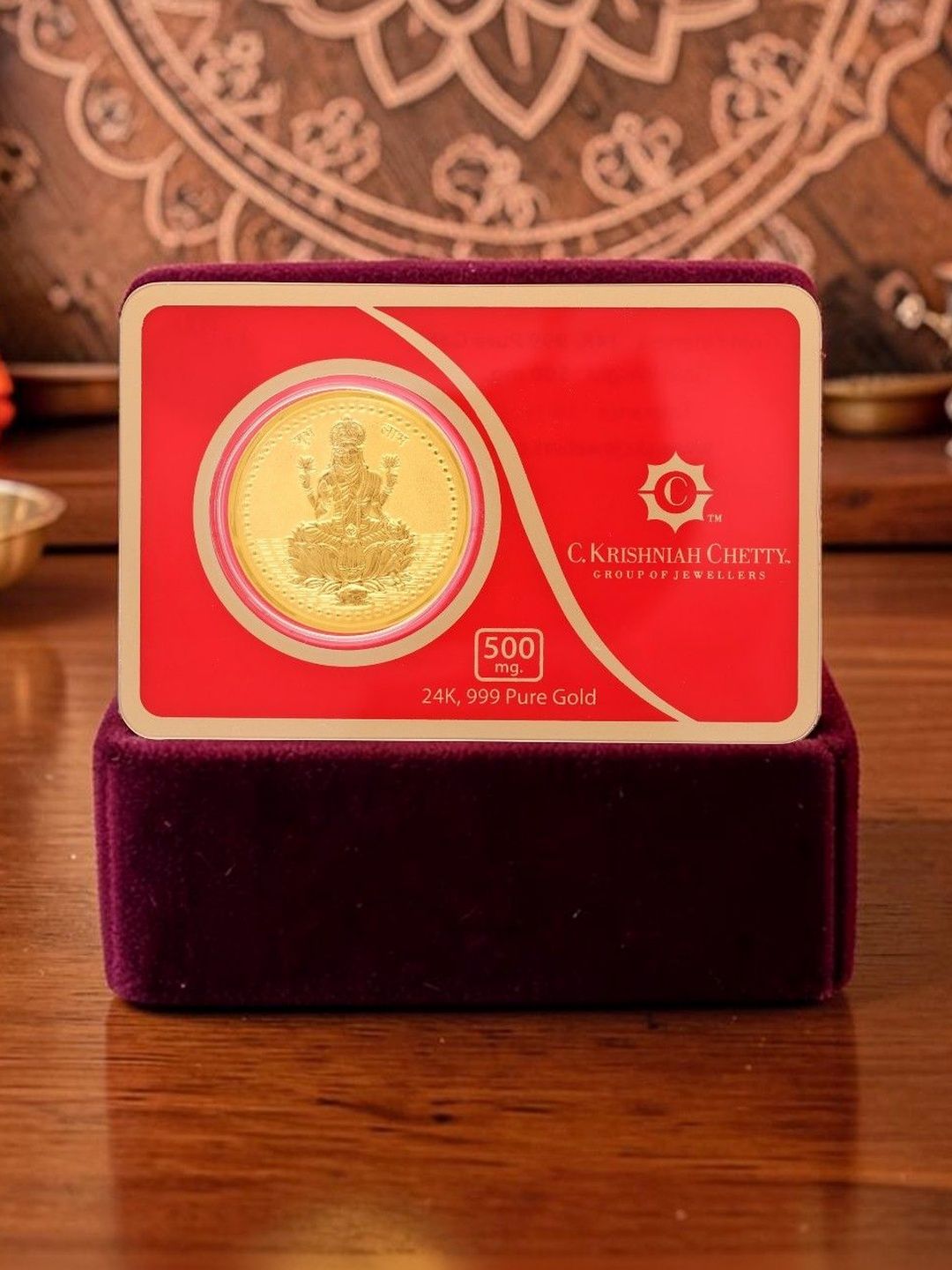 C KRISHNIAH CHETTY JEWELLERS PVT LTD 24KT Gold Goddess Lakshmi Coin - 500 g