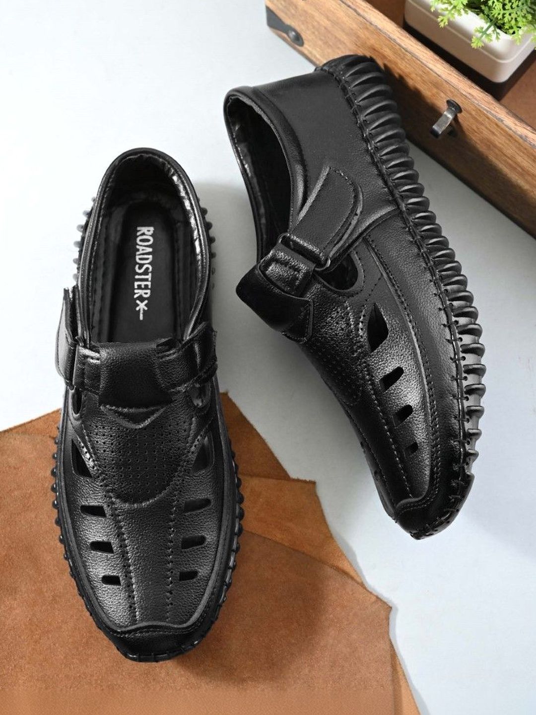 The Roadster Lifestyle Co Men Black Slip-On Closed Toe Comfort Shoe Style Sandals
