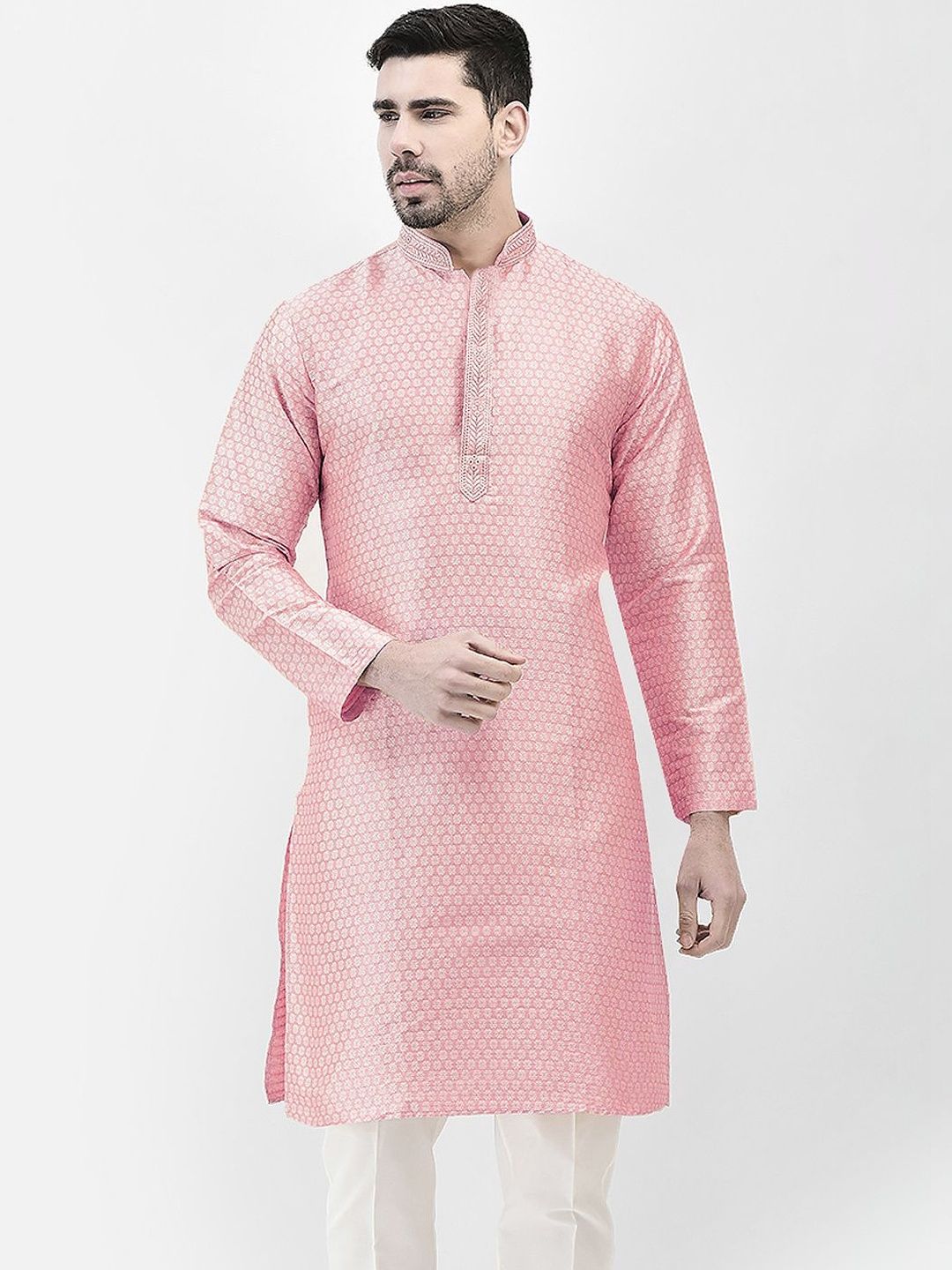 SG LEMAN Men Thread Work Jacquard Kurta