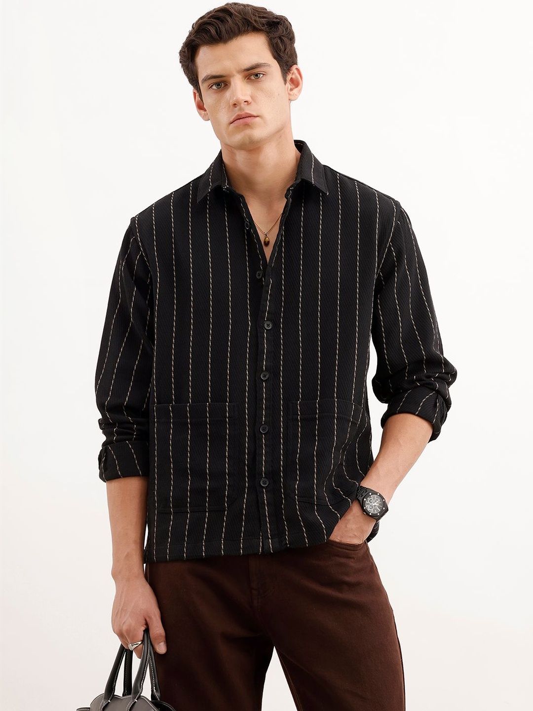 WROGN Men Comfort Striped Casual Shirt