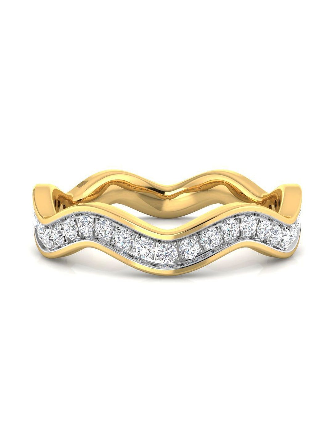 Solitario 925 Sterling Silver Gold-Plated Diamond Ring- 0.01g