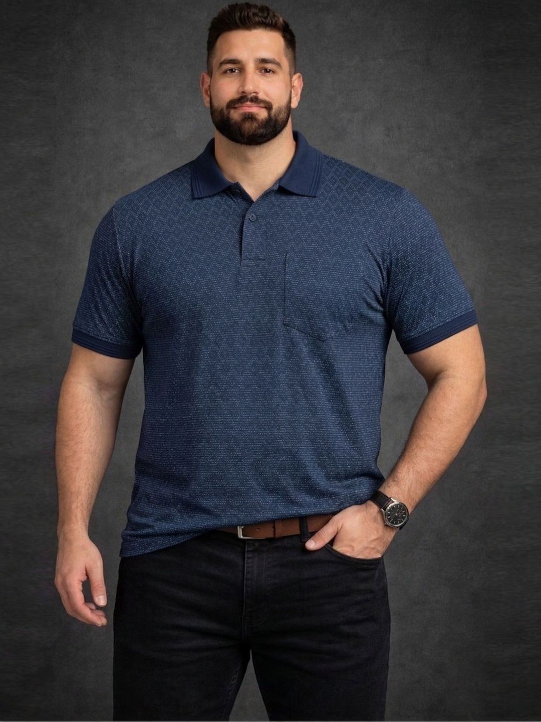 Davno Men Printed Polo Collar T-shirt