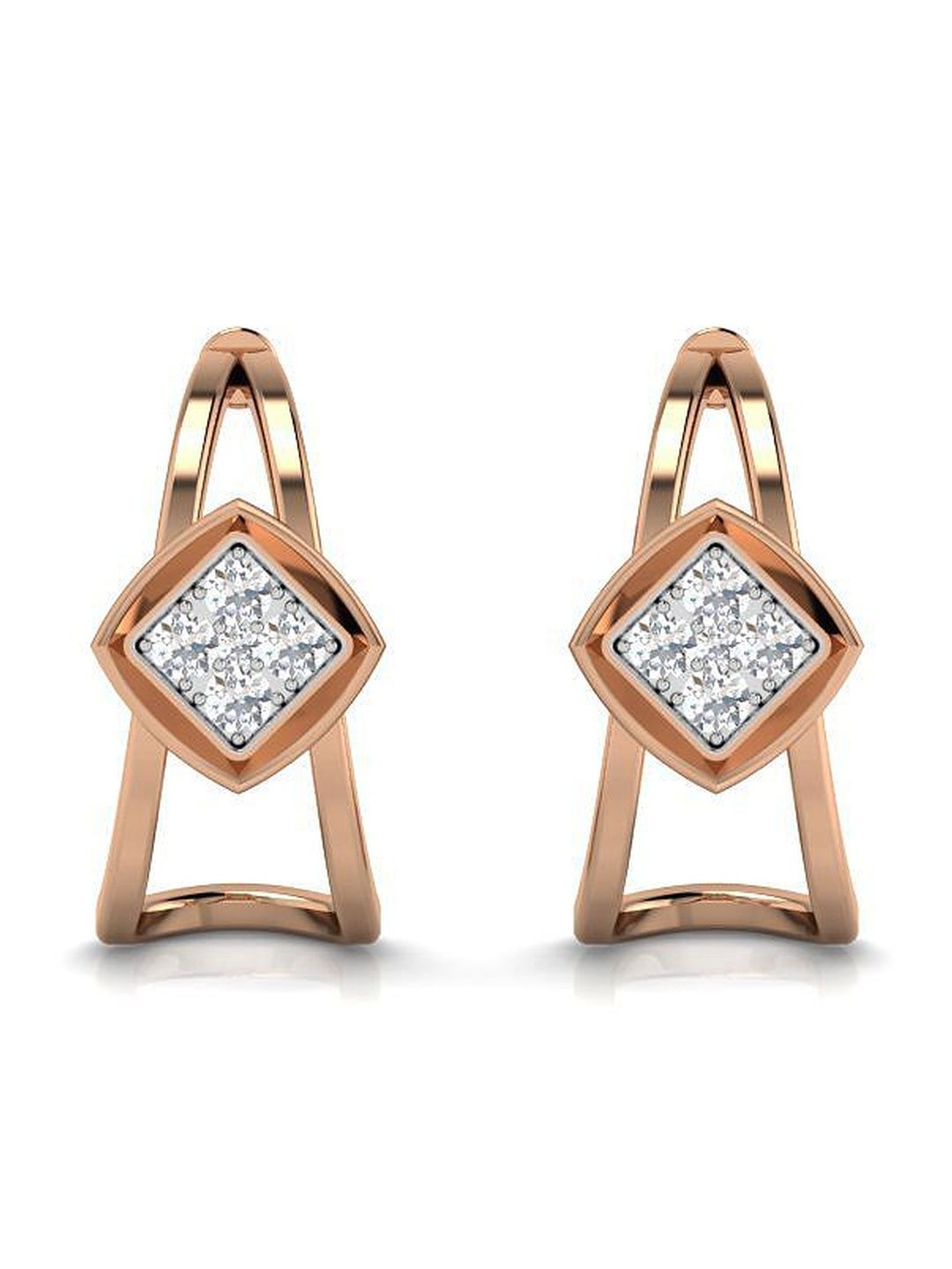 Solitario Rose Gold Diamond Studded Earrings - 2.35 g