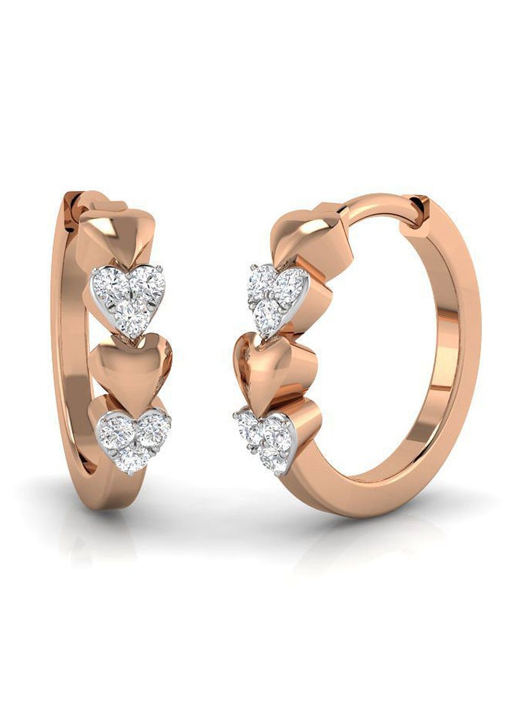Solitario Rose Gold Diamond Studded Earrings - 2.78 g