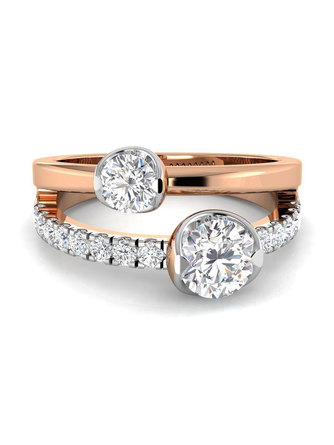 Solitario 925 Sterling Silver Rose Gold-Plated Diamond Ring- 0.01g