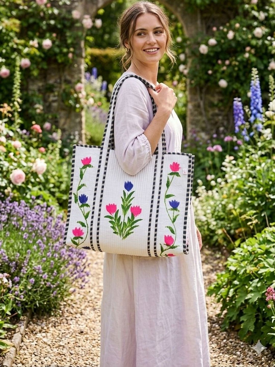 Gulaab Jaipur Gulaab Jaipur Floral Printed Structured Tote Bag
