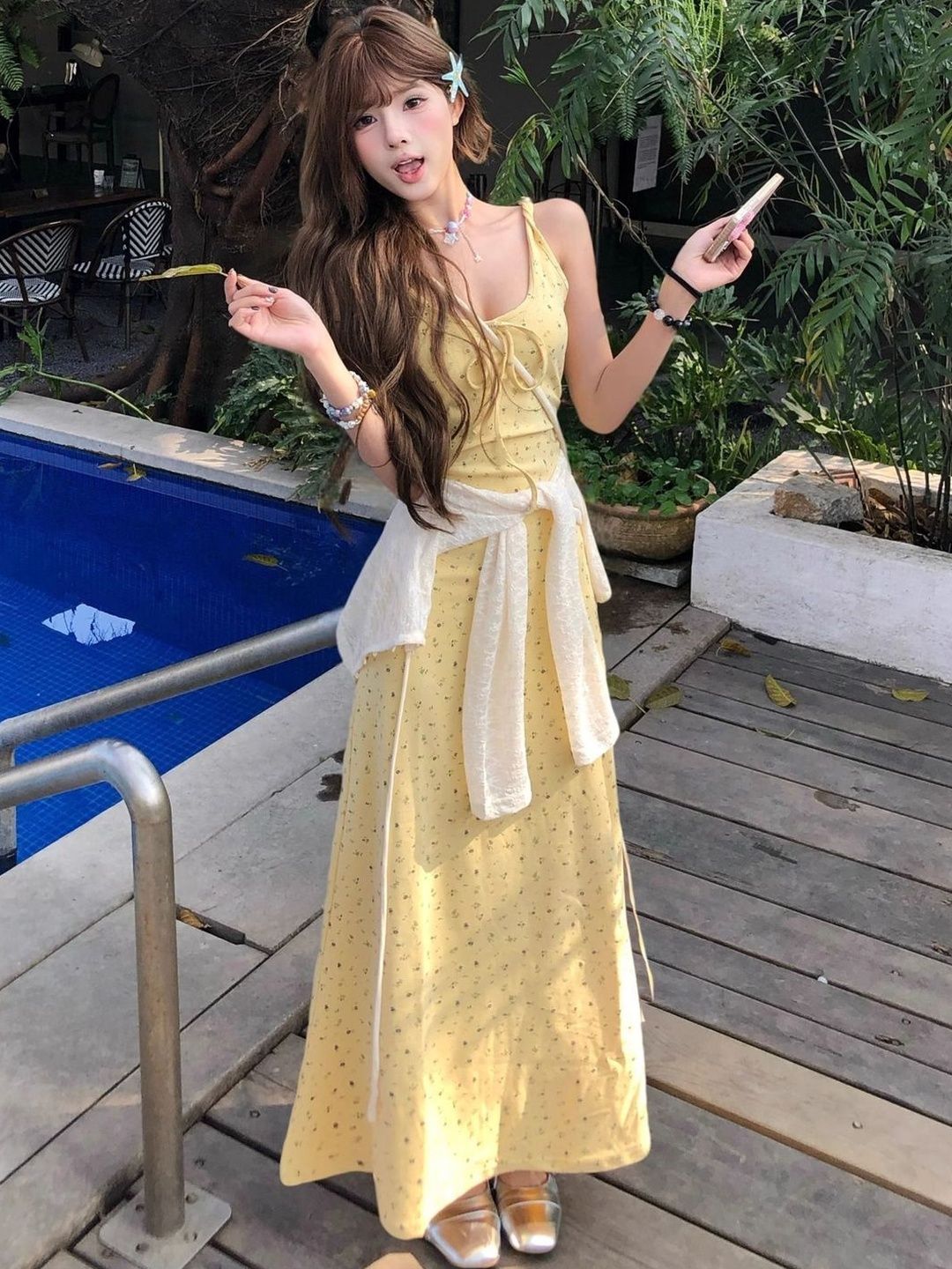 what color jacket goes with sunflower yellow a line dresses for girls -  polopan looks
