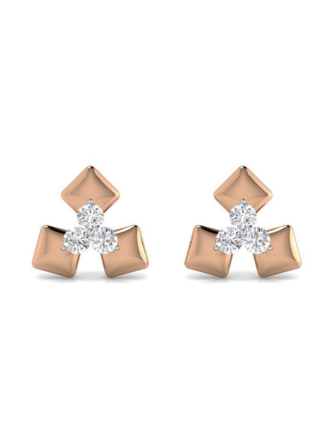 Solitario Rose Gold Diamond Studded Earrings - 2.07 g