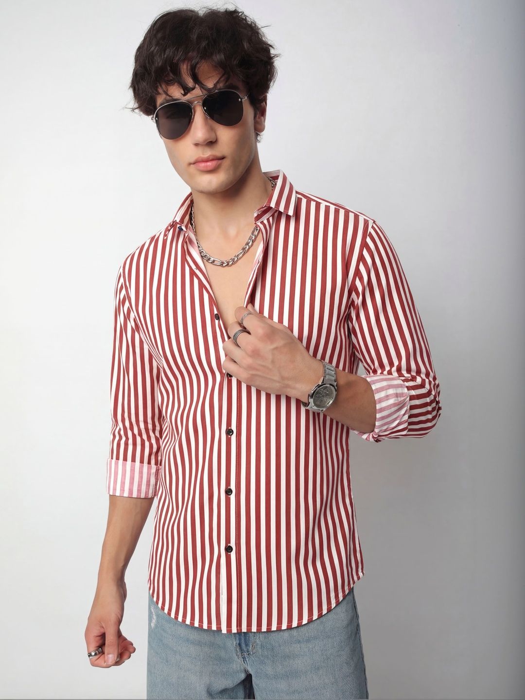 SANBROS Men Standard Semi Sheer Printed Casual Shirt