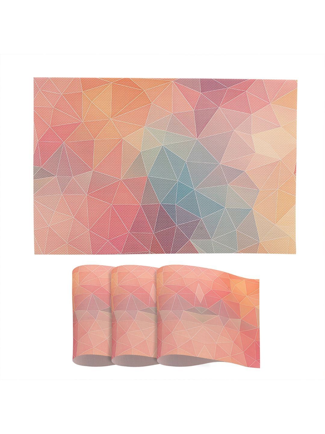 HOKIPO Peach Coral ColorSplash PVC Placemats Set of 4
