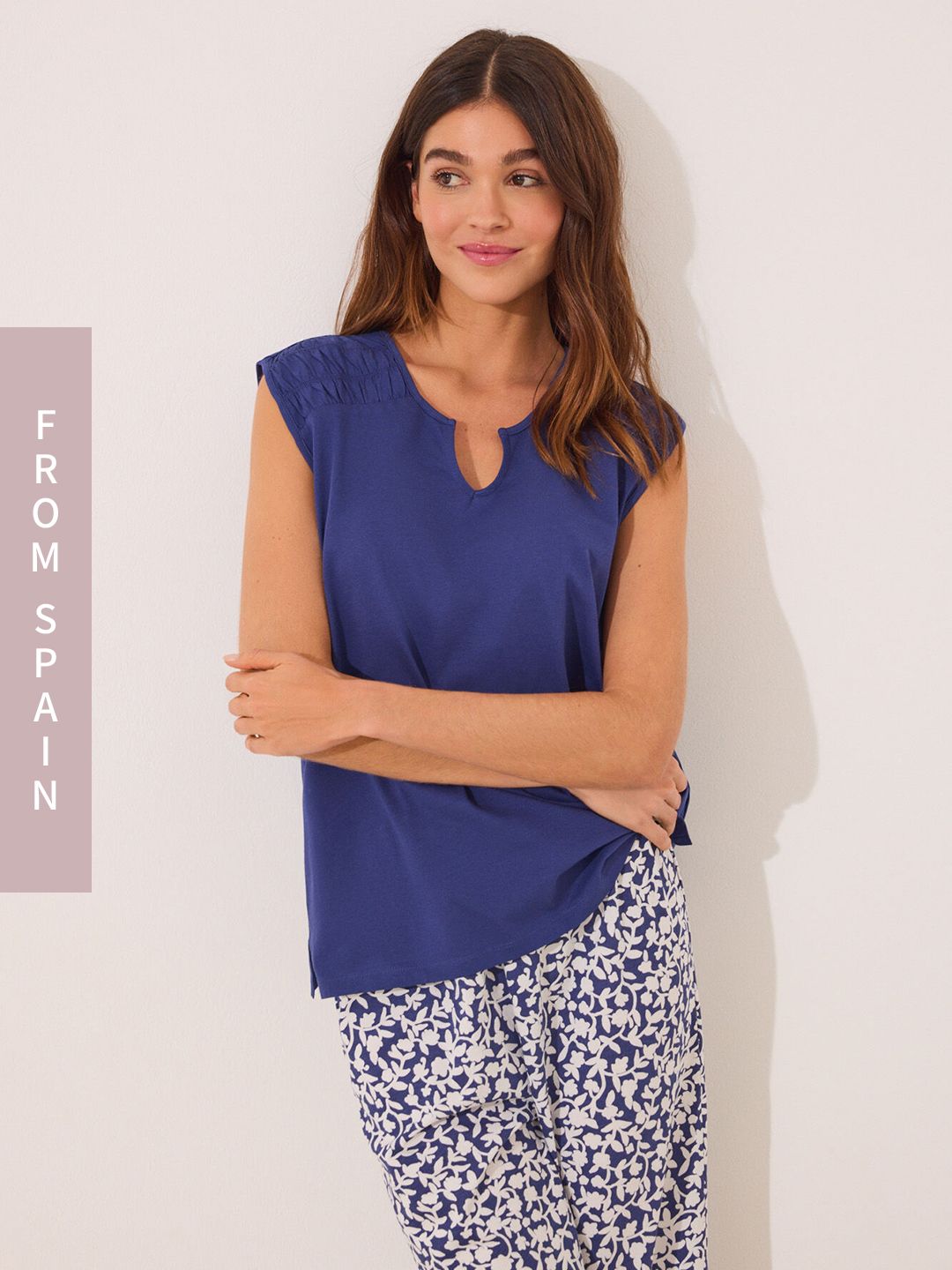women'secret Women Floral Printed Pure Cotton Pyjama Set From Spain