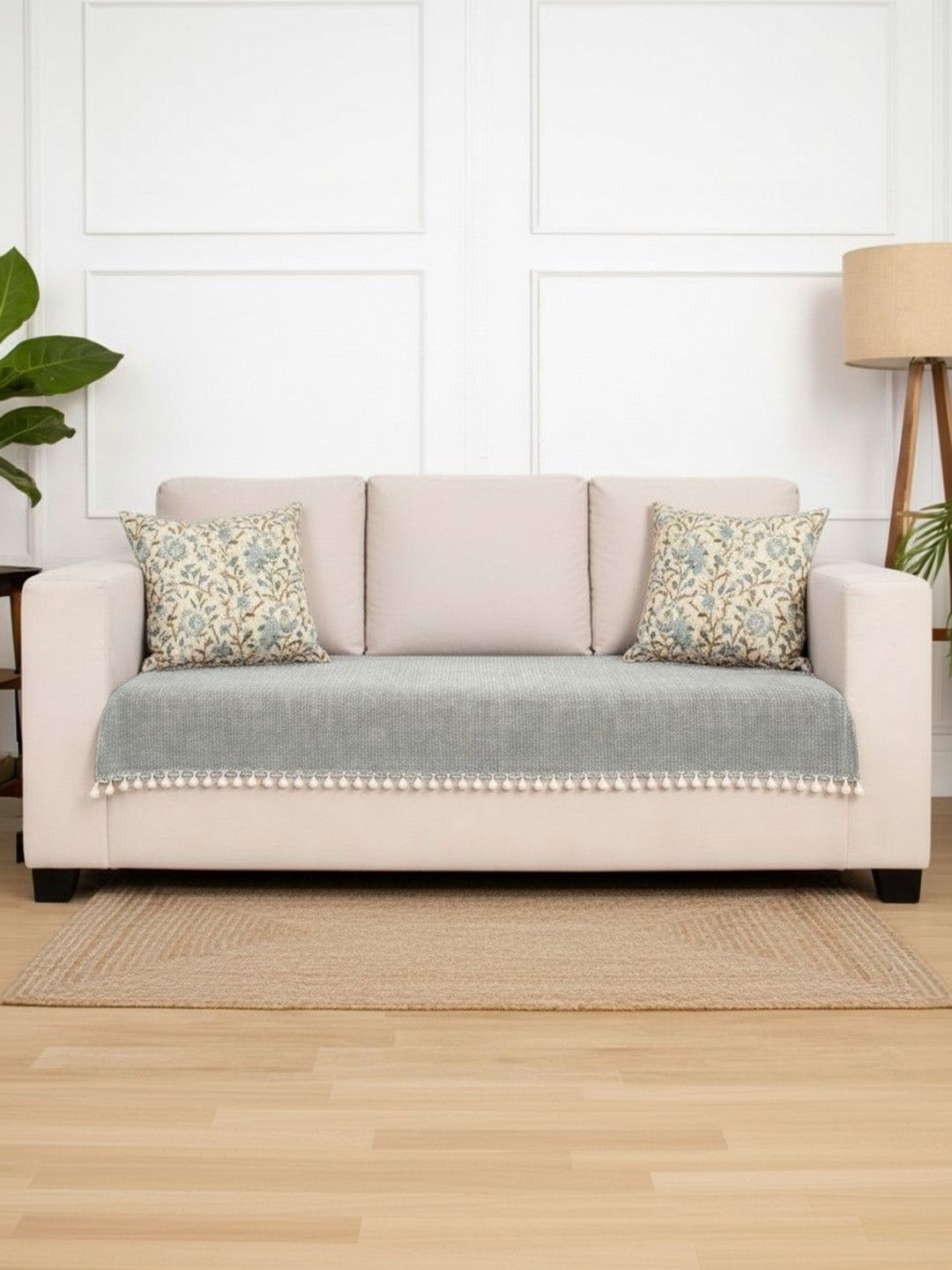 HOMEMONDE HOMEMONDE Grey Solid 1 Piece Sofa Cover