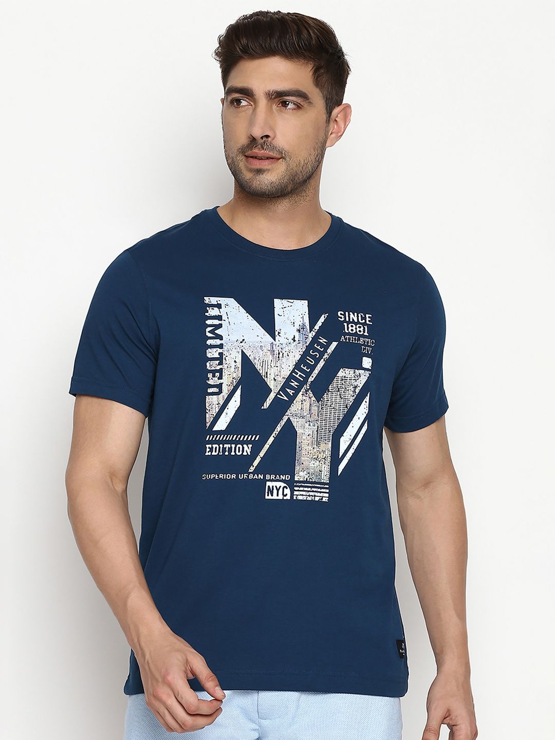 Van Heusen Innerwear Athleisure Men Printed Crew Neck Short Sleeve Lounge Tshirts