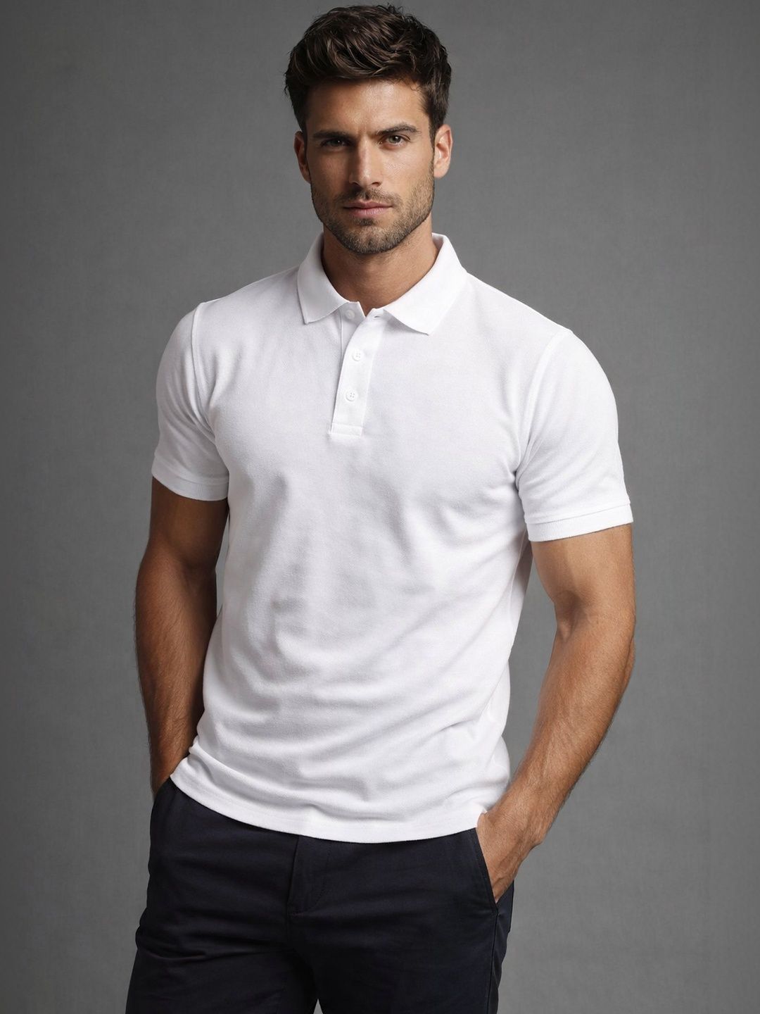 HERR WAHRER Men Polo Collar T-shirt