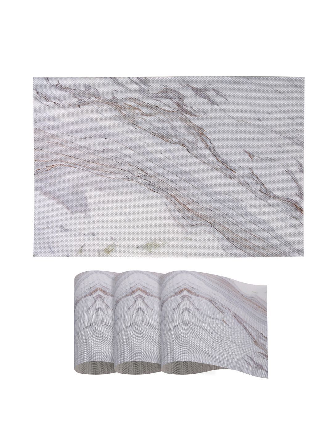 HOKIPO Frost Grey 'Marble Fusion' PVC Placemats Set of 4