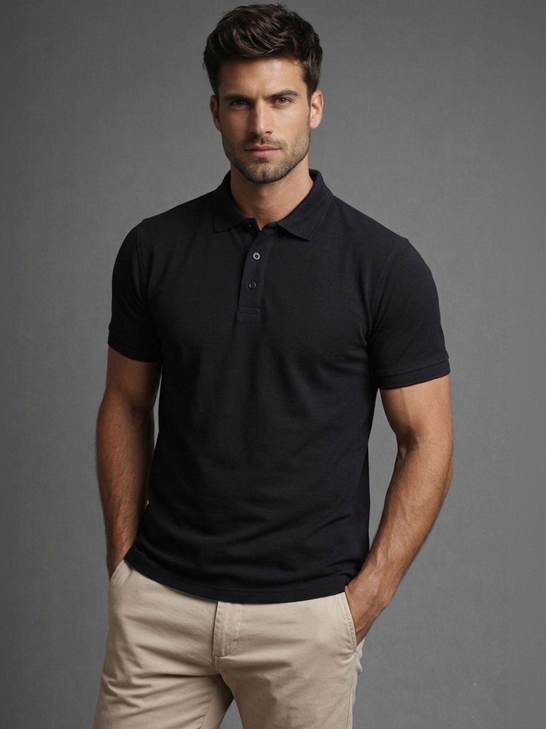 HERR WAHRER Men Polo Collar T-shirt