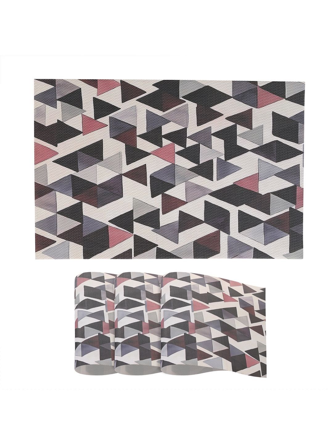 HOKIPO Burgundy Red ColorSplash PVC Placemats Set of 4