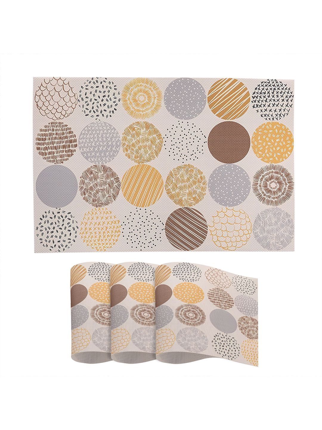 HOKIPO Olive Brown ColorSplash PVC Placemats Set of 4