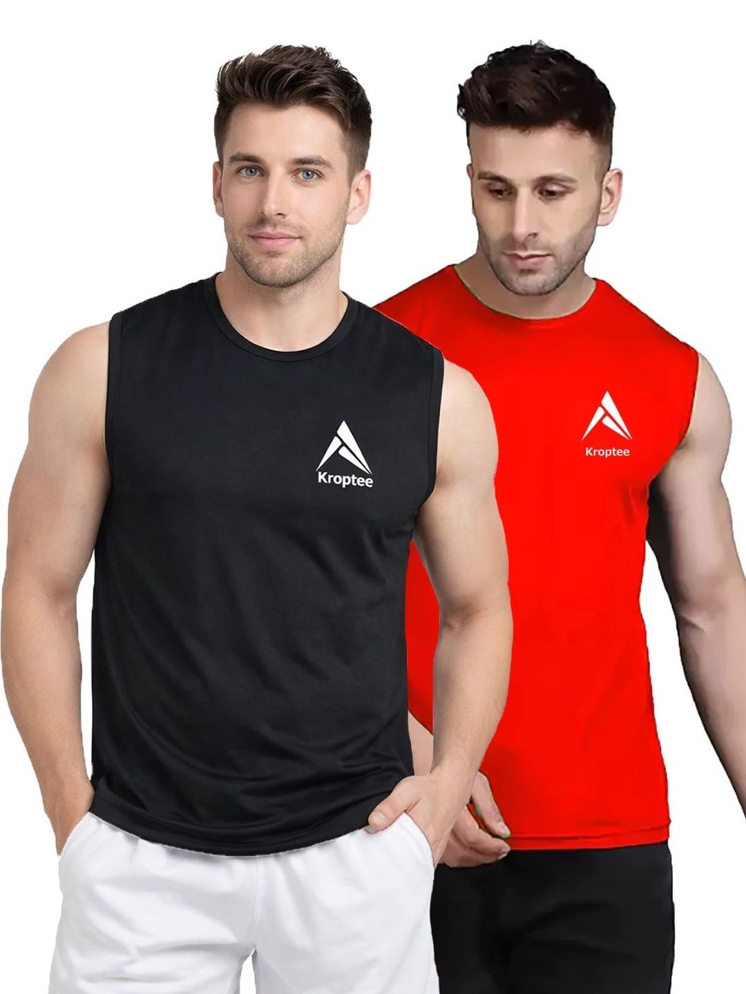 Kroptee Pack of 2 Cotton Blend Gym Vest