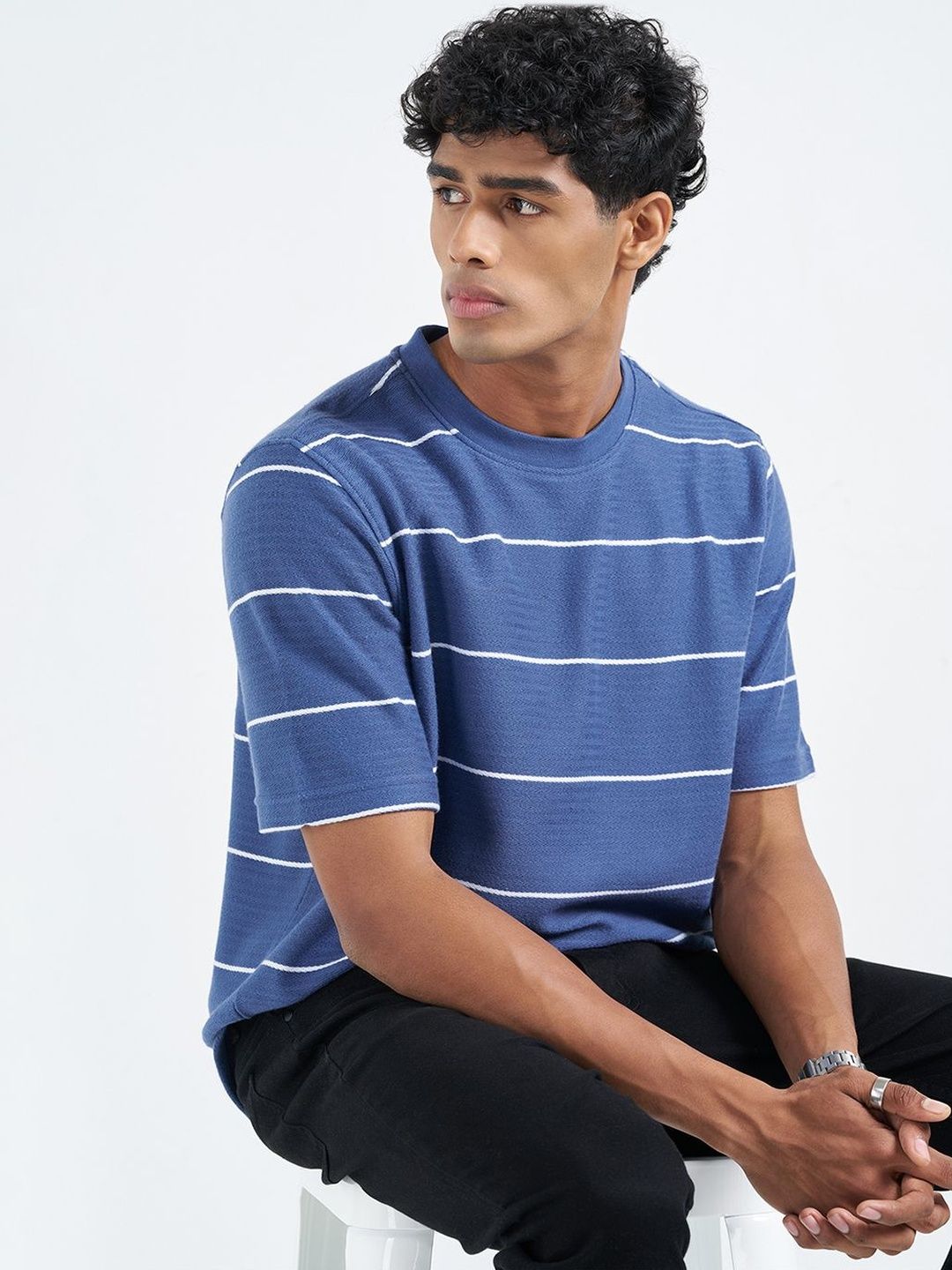 Peregrine by Pantaloons Men Striped T-shirt