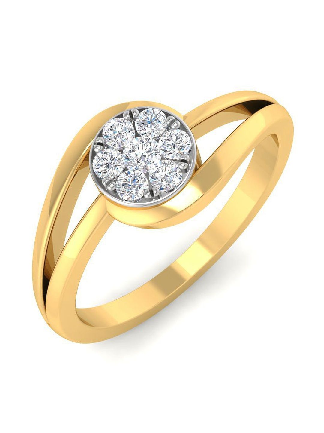 Solitario 925 Sterling Silver Gold-Plated Diamond Ring- 0.01g