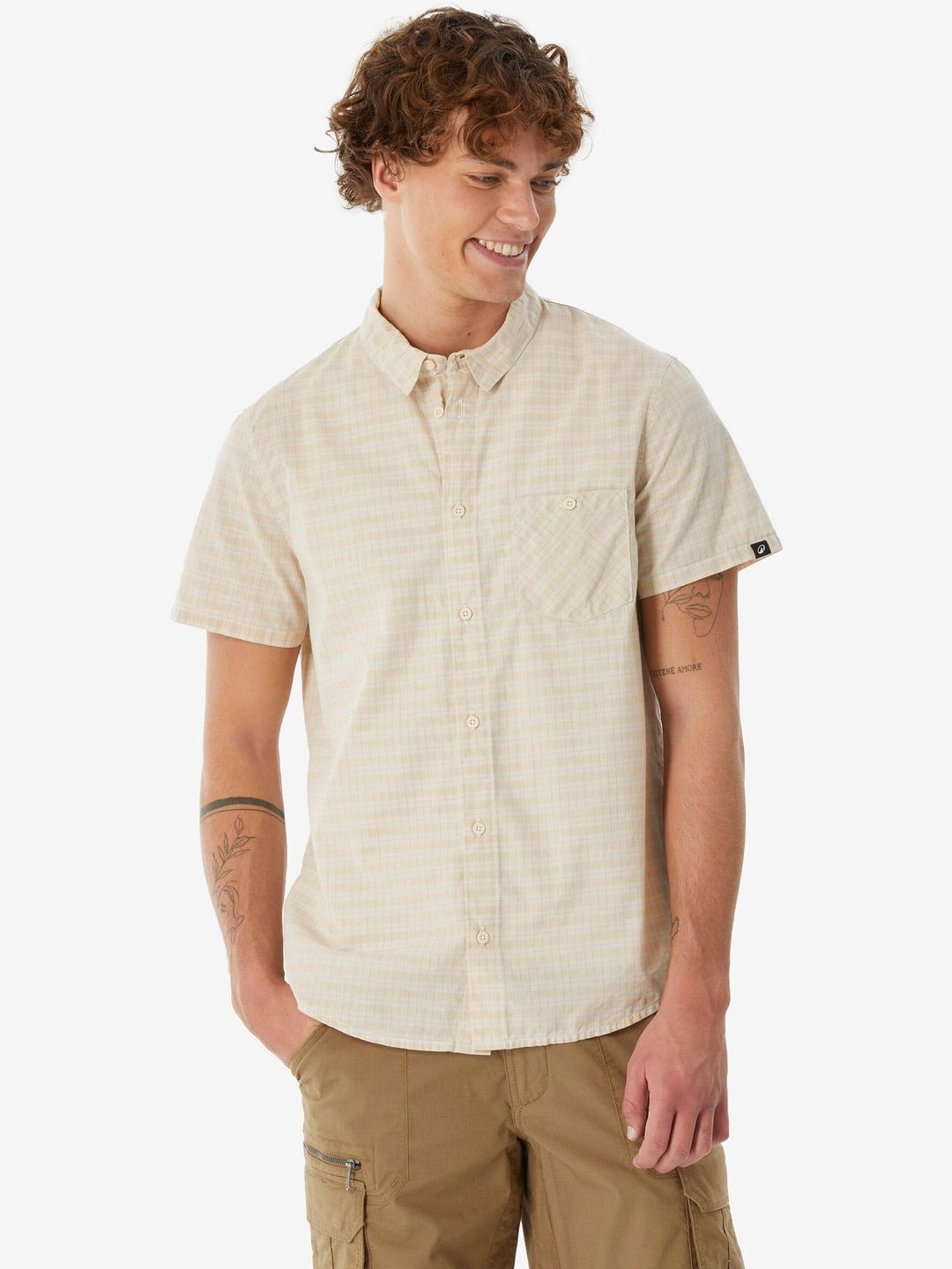 Decathlon Forclaz - Men Beige NH100 Quick Dry Hiking Shirts