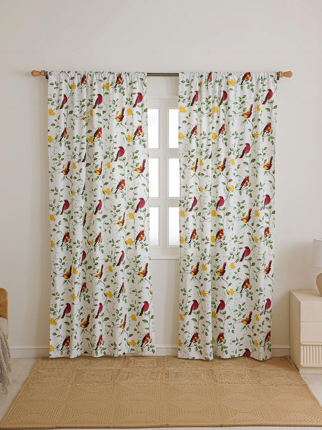 HOMEMONDE HOMEMONDE White Set of 2 Room Darkening Door Curtains and Sheers