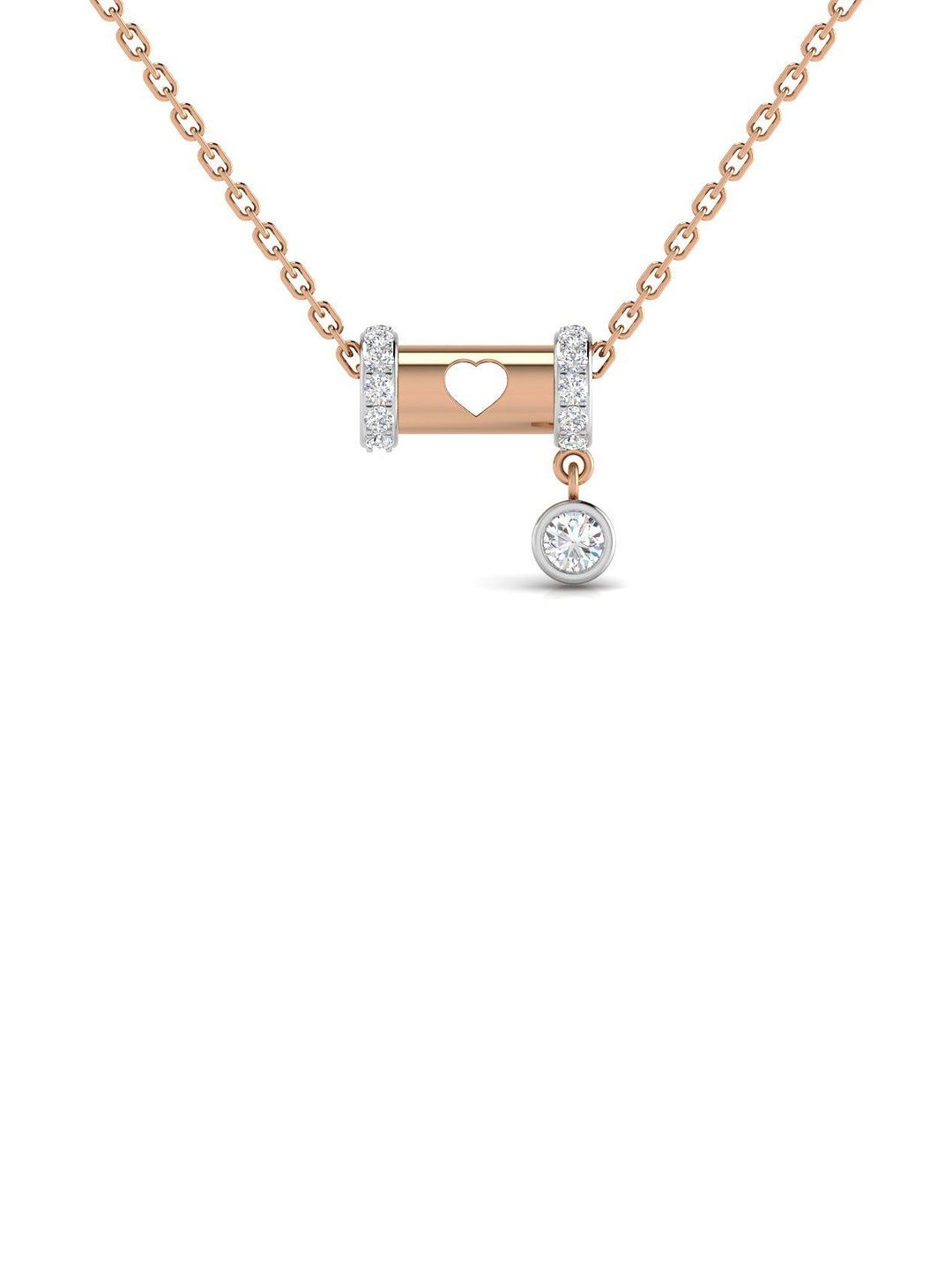 Solitario 925 Silver Rose Gold-Plated Diamond Pendant-2.56 gm