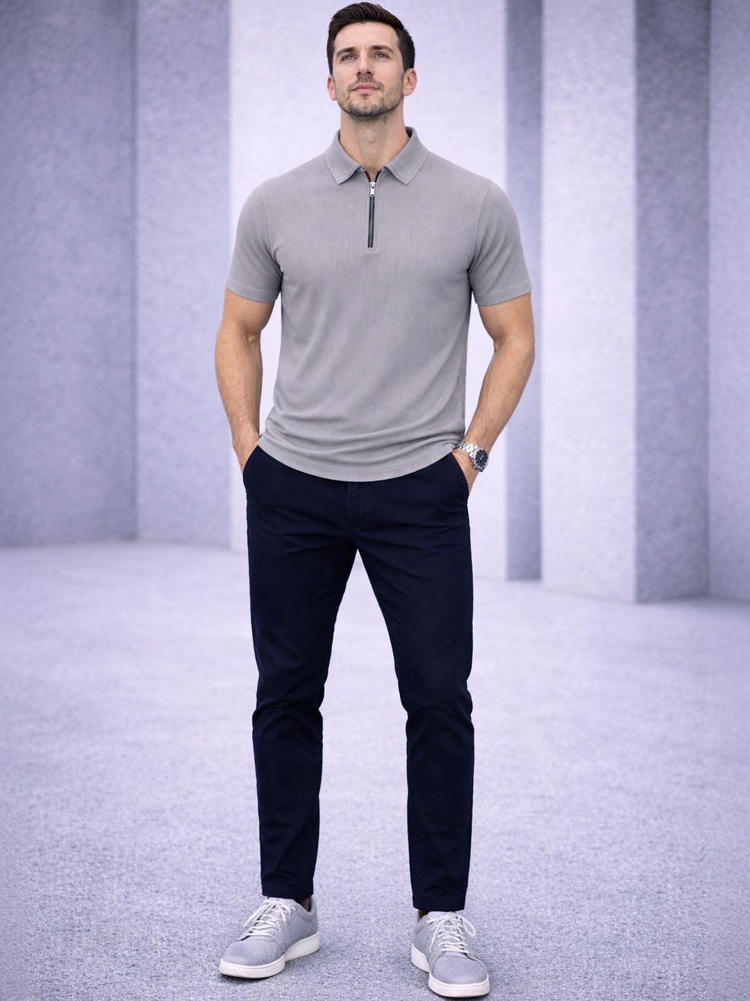 MACK JONNEY Men Polo Collar T-shirt