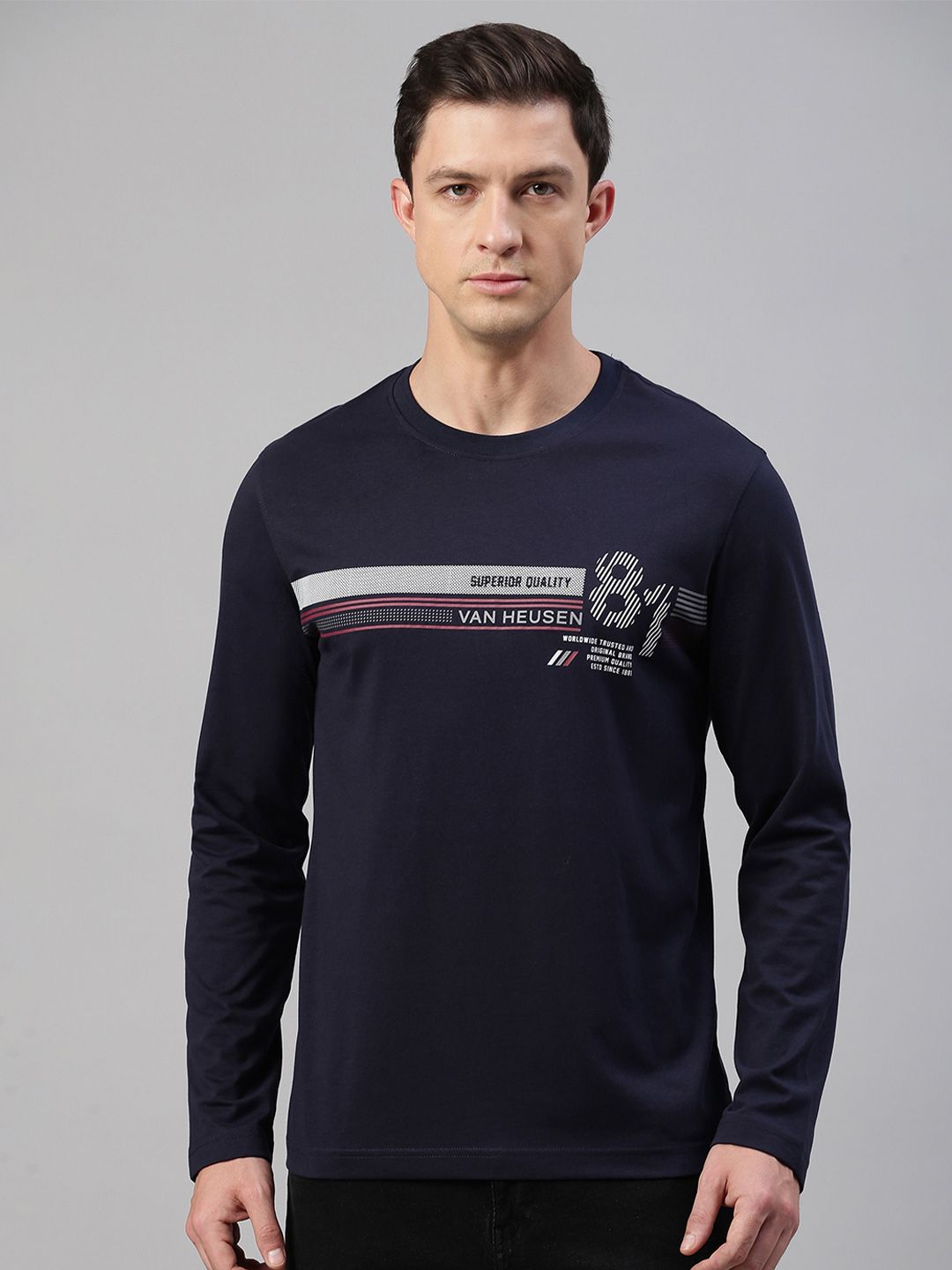 Van Heusen Innerwear Typography Printed Round Neck Cotton Lounge Tshirt