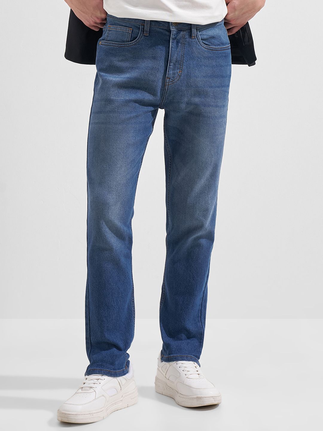 HIGHLANDER  Men Blue Solid Washed Slim Fit Jeans