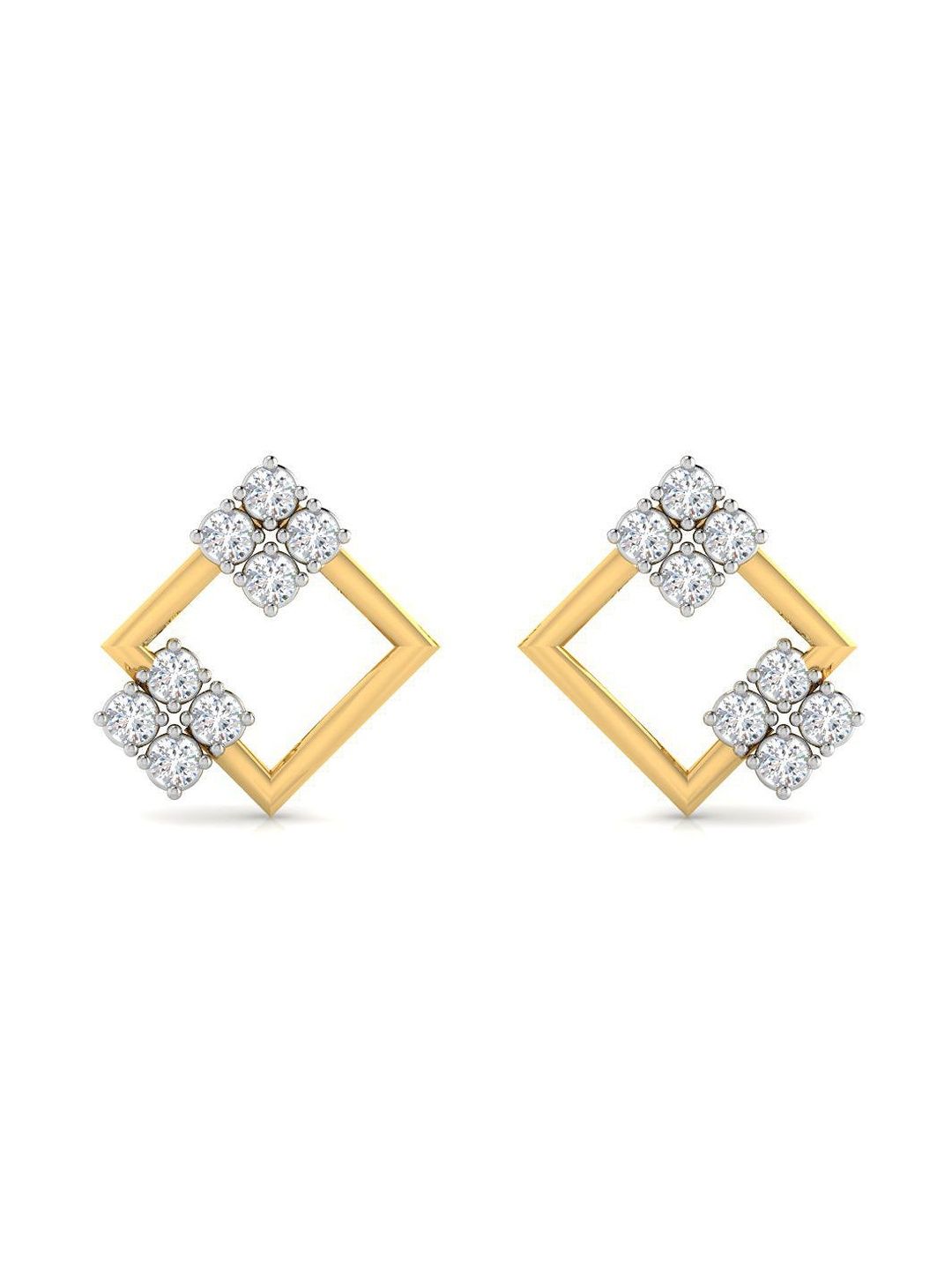 Solitario Gold Diamond Studded Earrings - 1.51 g