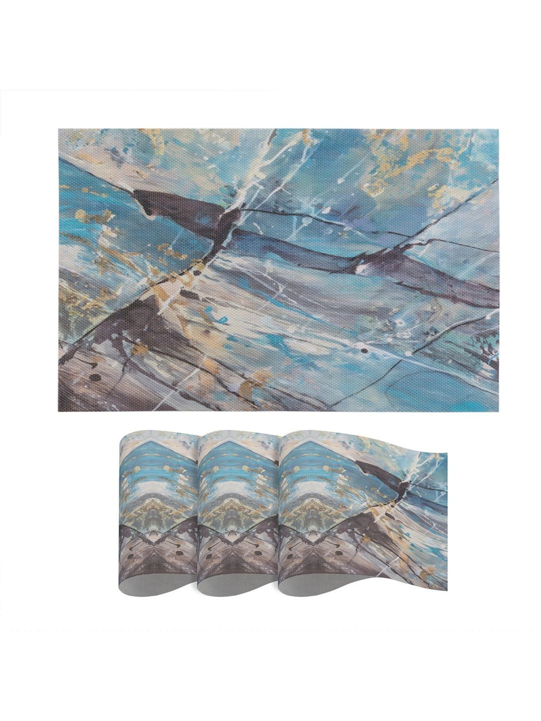 HOKIPO Slate Blue 'Marble Fusion' PVC Placemats Set of 4