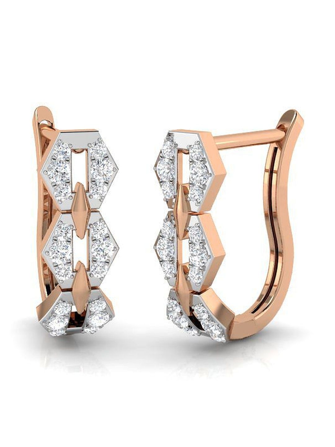 Solitario Rose Gold Diamond Studded Earrings - 2.94 g