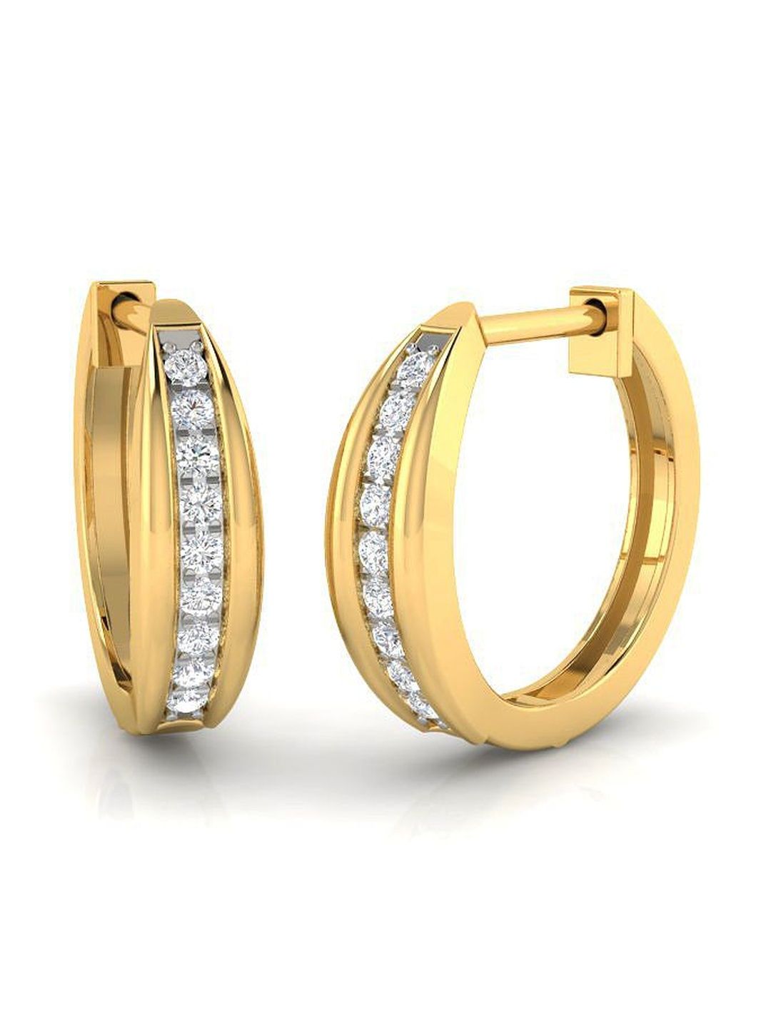 Solitario Gold Diamond Studded Earrings - 2.38 g