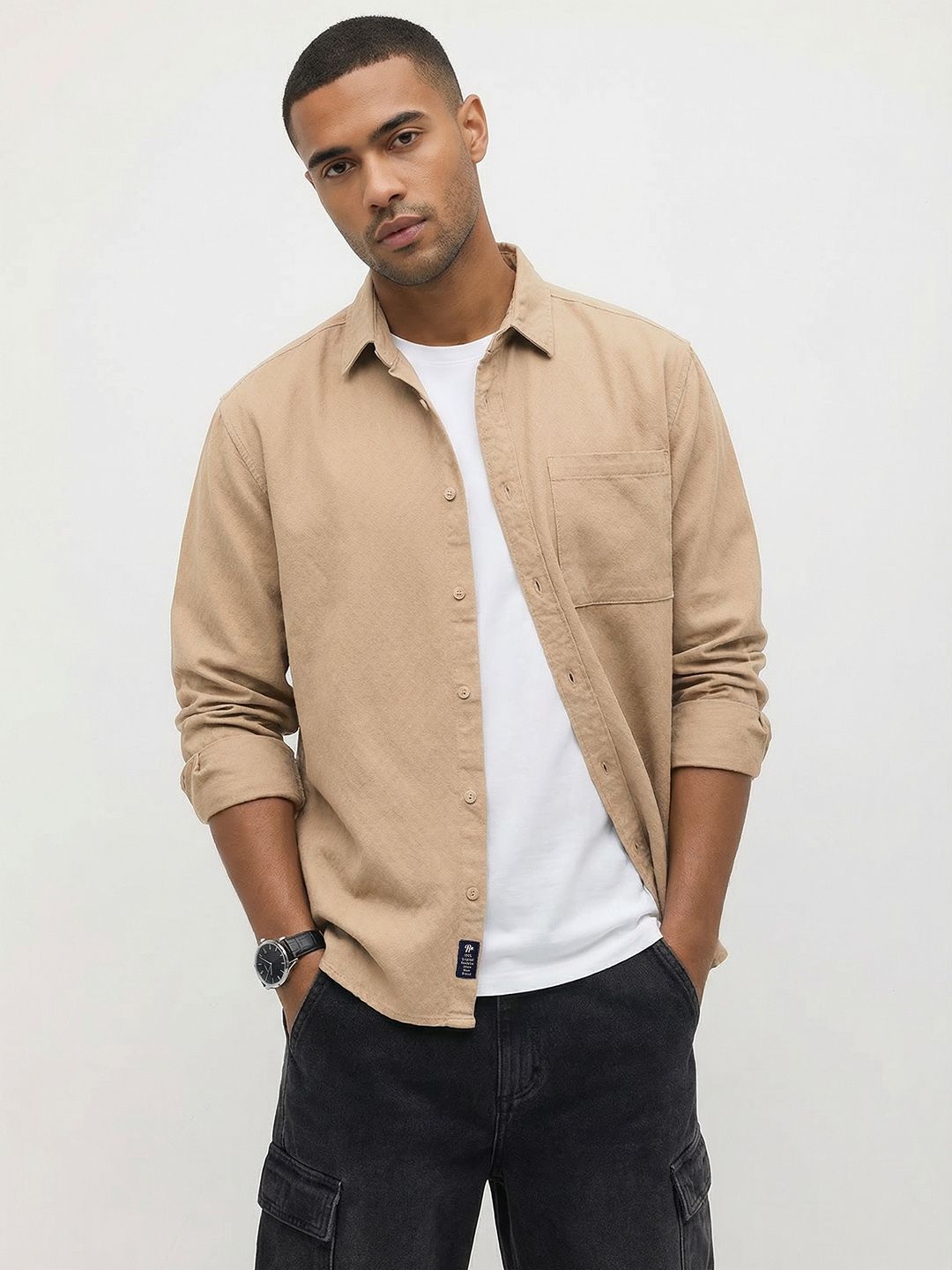 The Roadster Life Co. Pure Cotton Self Design Textured Relaxed Fit Casual Shirt