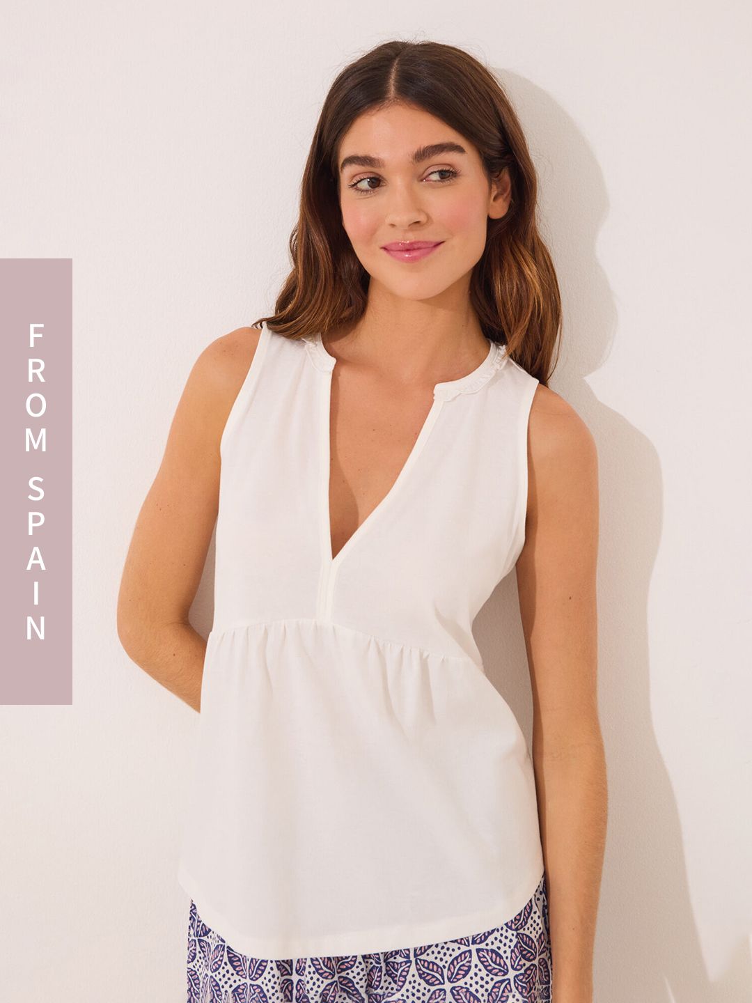 women'secret Women Pure Cotton Mandarin Collar Shorts Set From Spain
