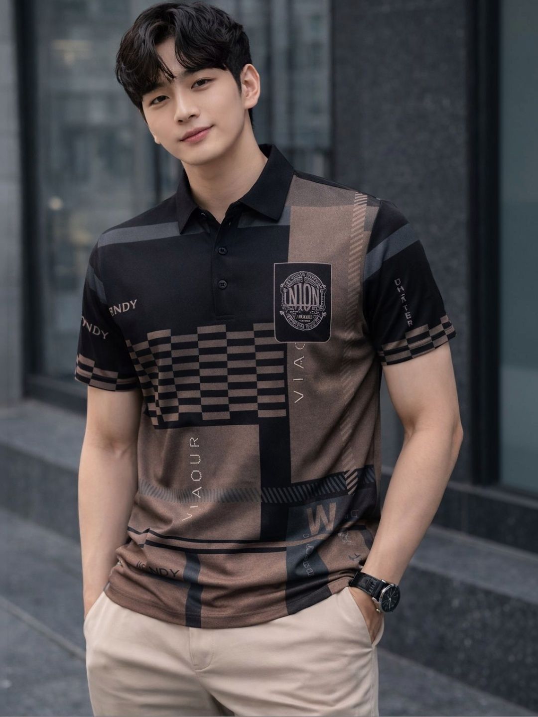 TAZO Men Printed Polo Collar T-shirt