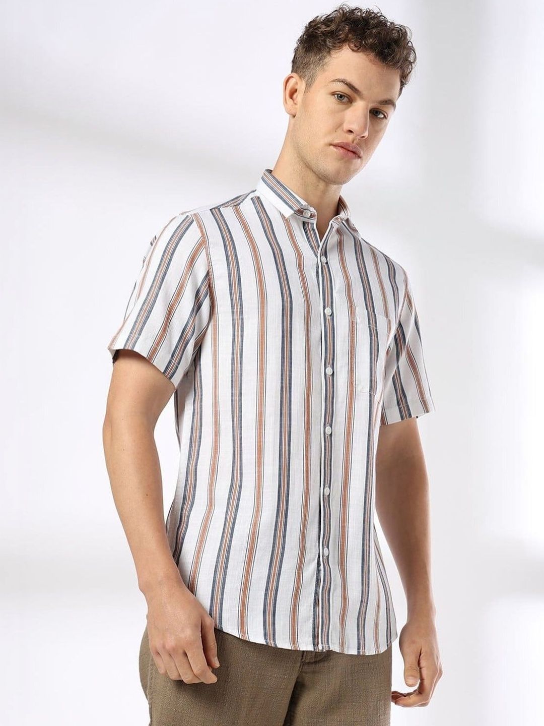 John Players John Players Men Slim Fit Striped Casual Shirt