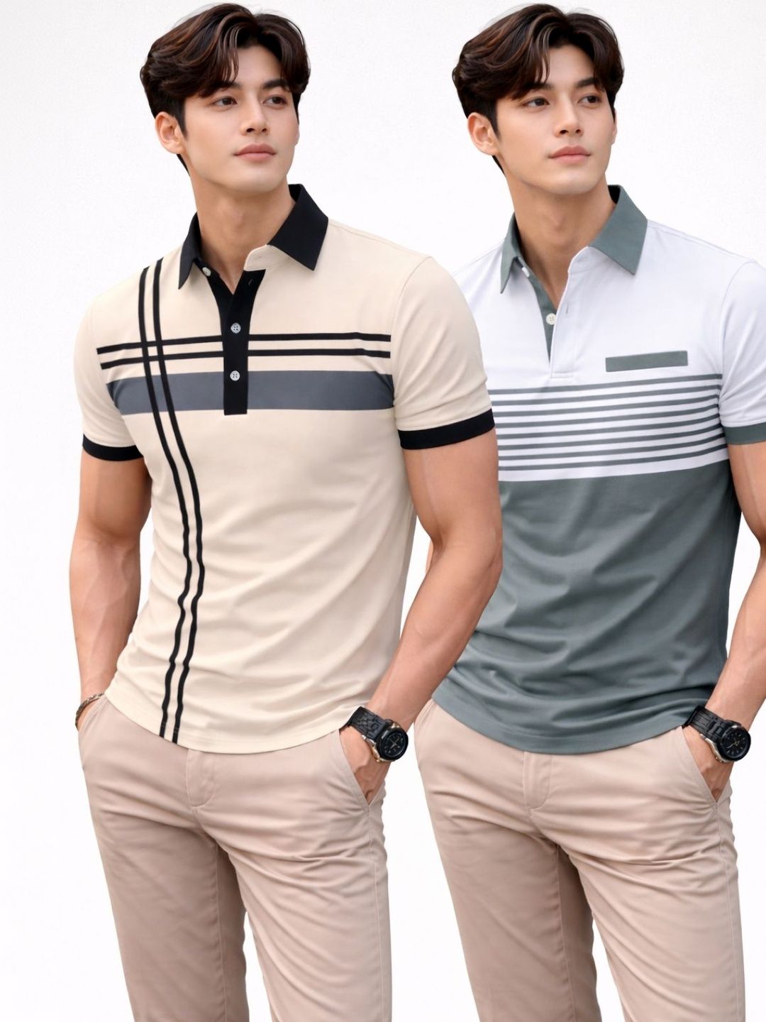 TAZO Men Colourblocked Polo Collar Pockets T-shirt