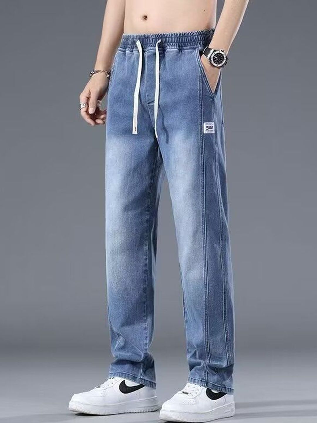 ANDREW HILL Men Jogger Fit Mid-Rise Light Fade Stretchable Jeans