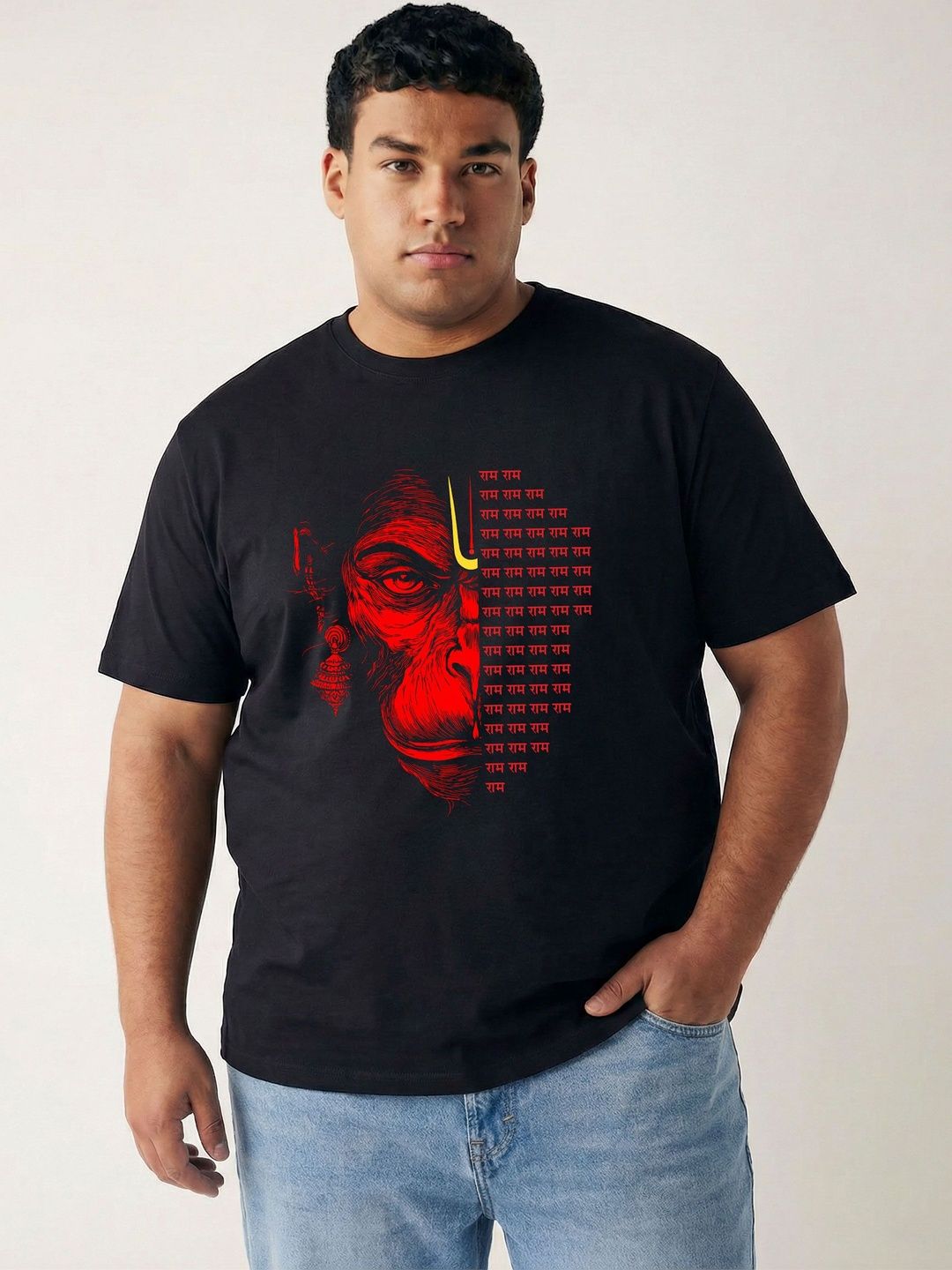 Toodle Plus Men Plus Size Printed Cotton Casual Regular Fit Half Sleeve T-Shirt