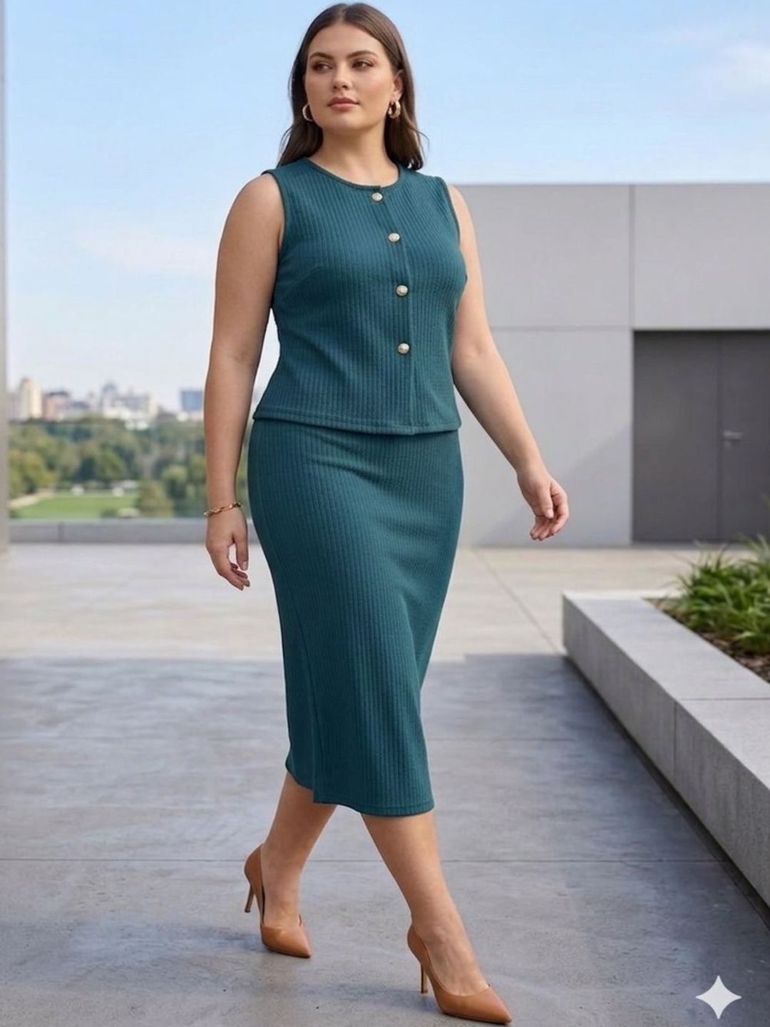 JAKANARY Self Design Top with Skirt