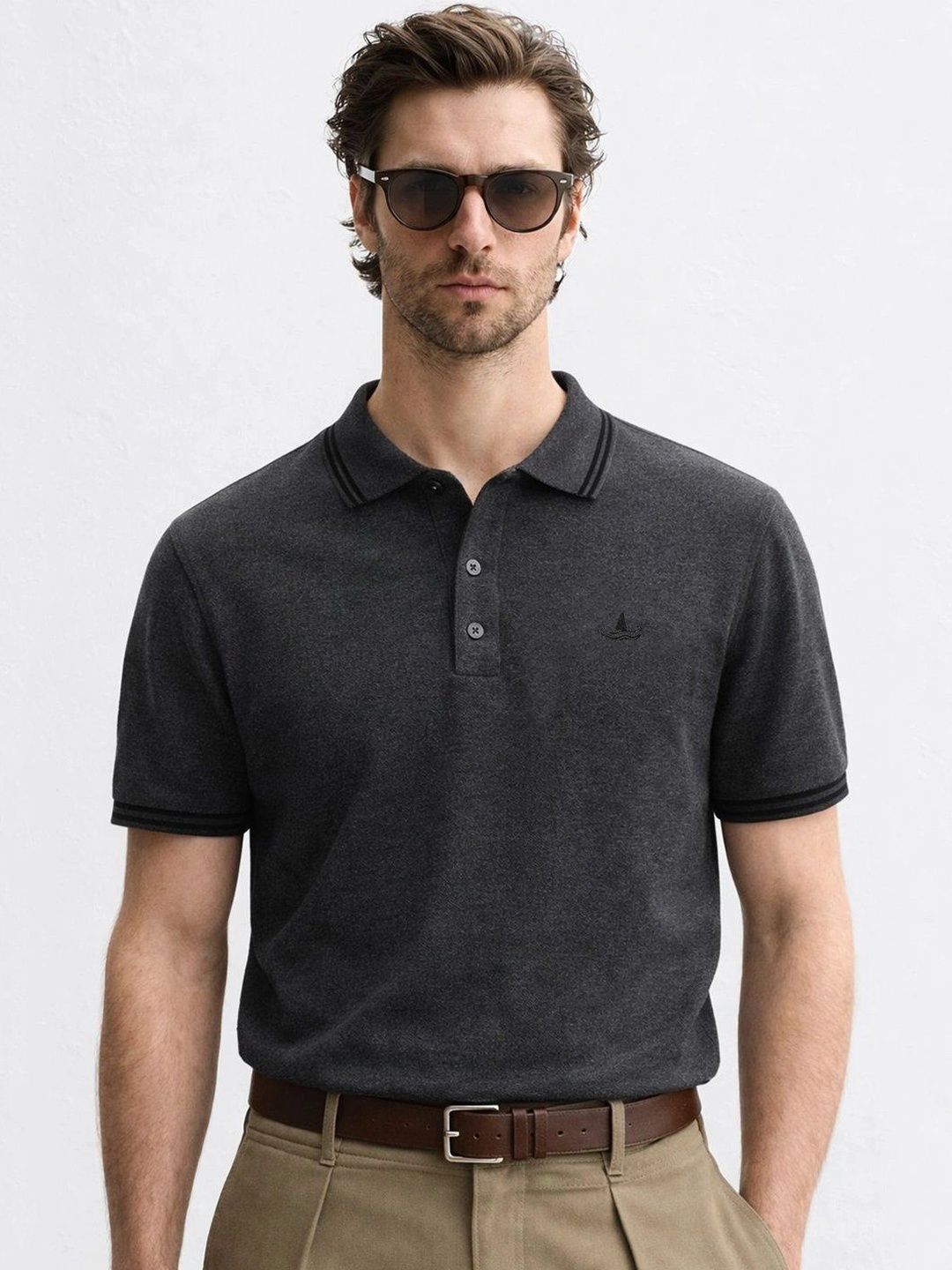 Klub Fox Men Brand Logo Polo Collar Pockets T-shirt