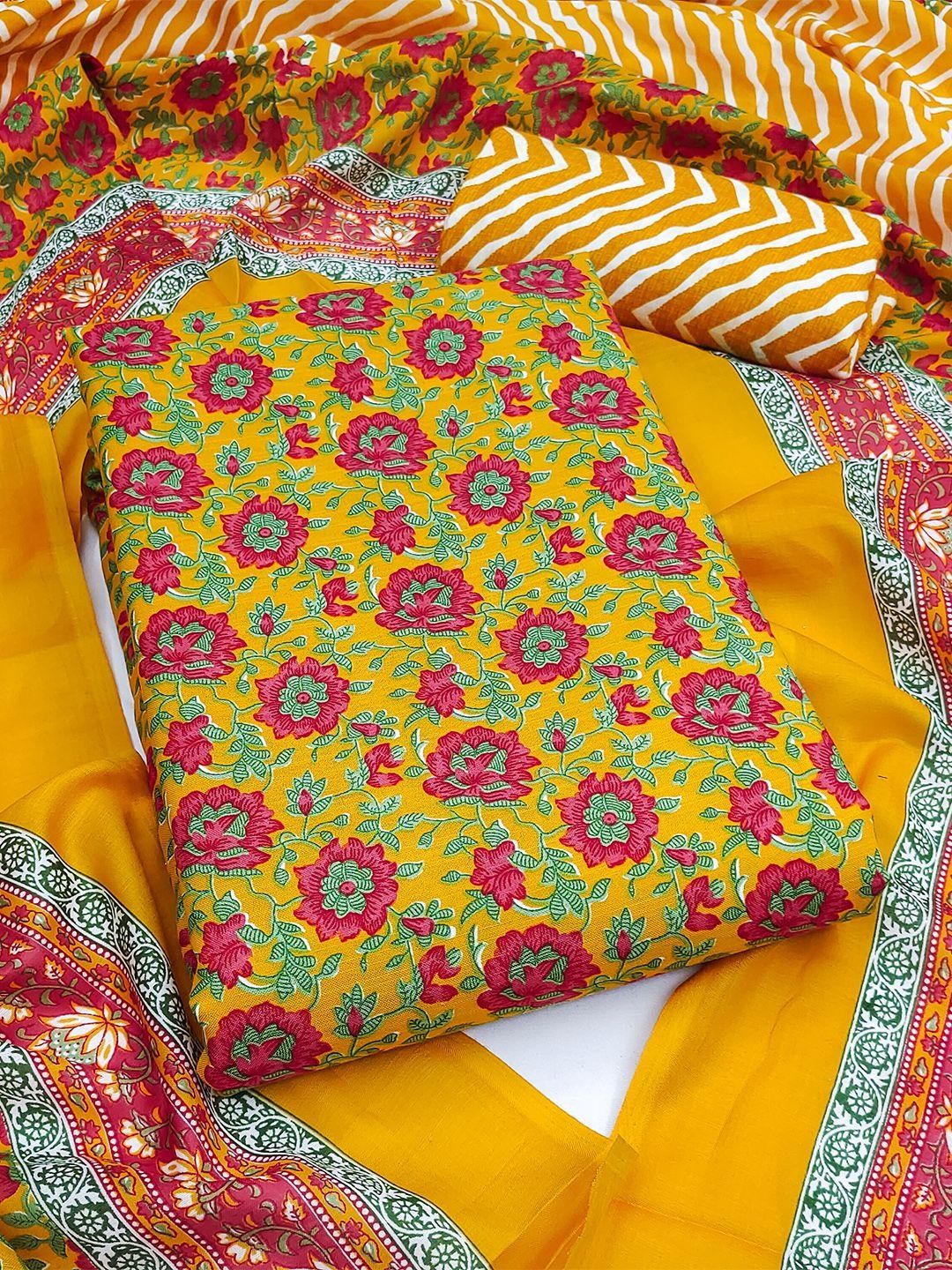 Nayanthara Trends Printed Pure Cotton Unstitched Dress Material