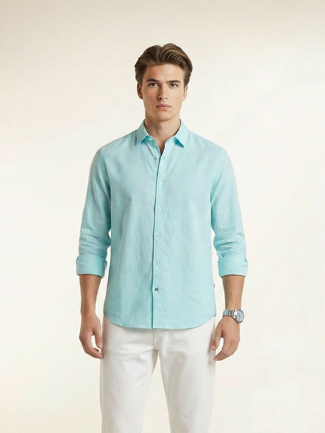 Nautica Slim Fit Spread Collar Casual Shirt