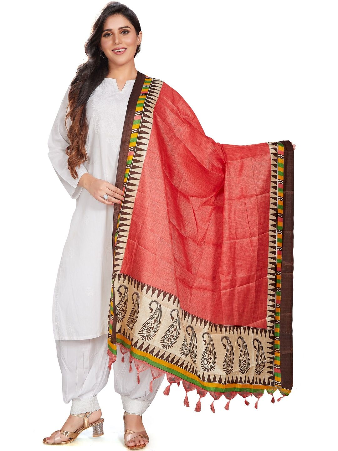 KALINI Paisley Printed Art Silk Dupatta