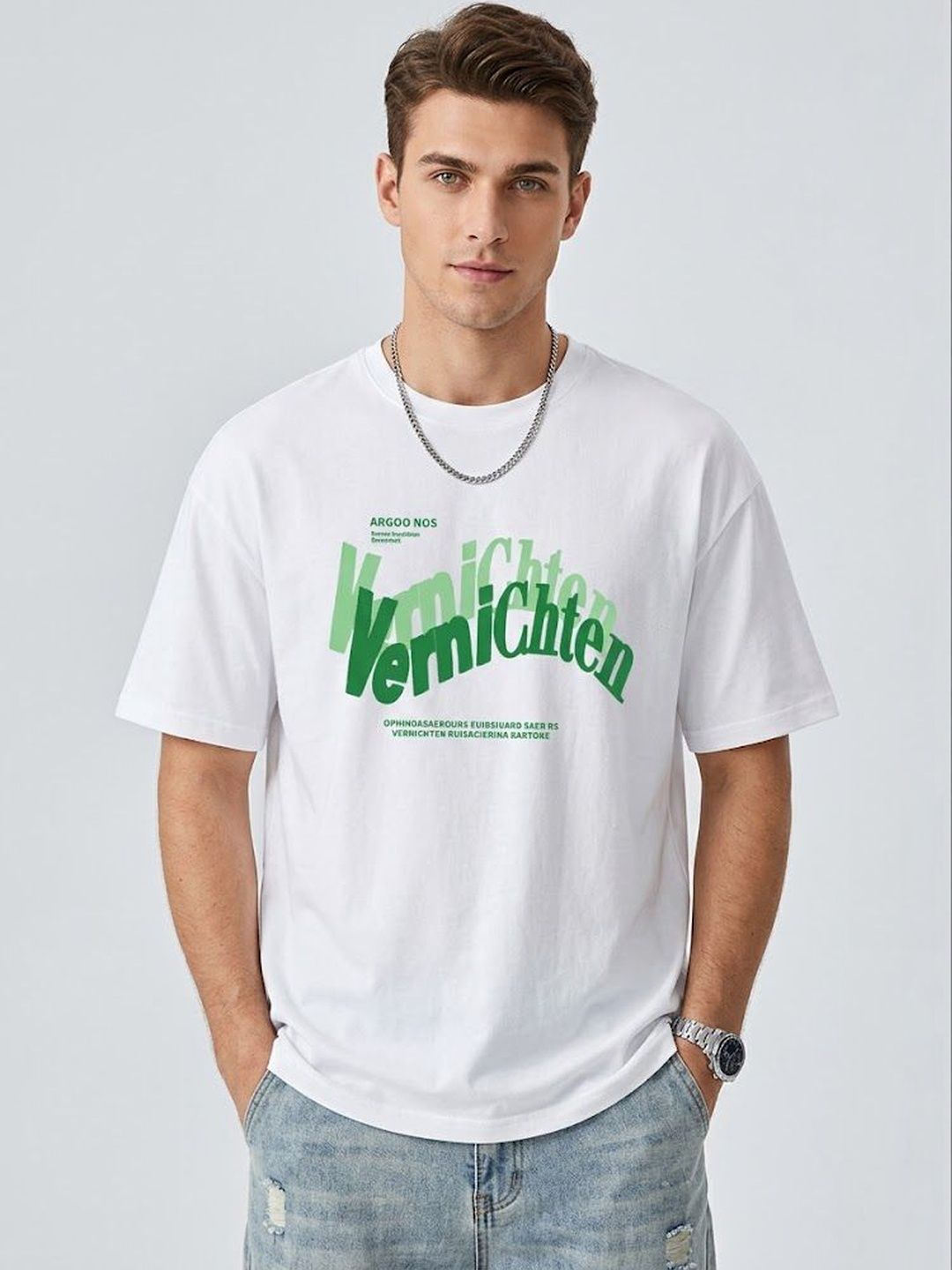 ANDREW HILL Men Typography Printed Round Neck T-shirt