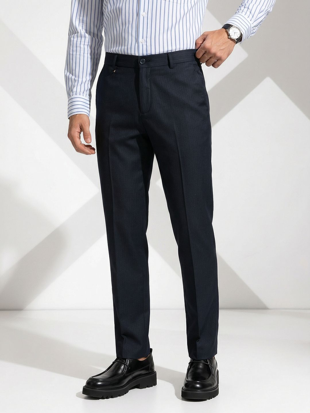 INVICTUS Men Flat-Front Formal Trousers